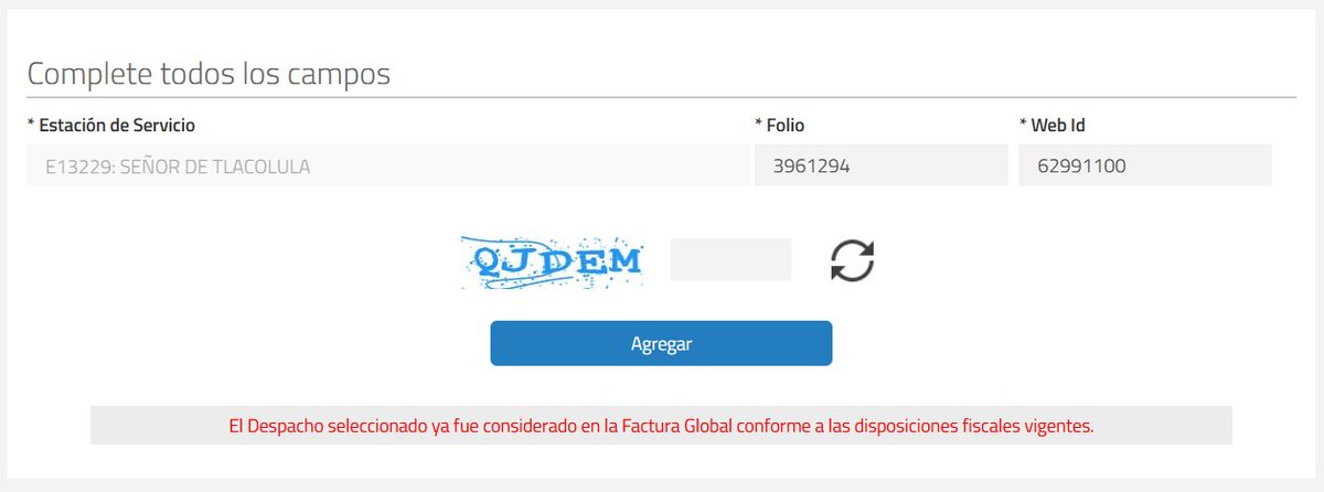 FDJuchitan's tweet photo. @SATMX https://t.co/8tqLvRC2tR

Solo dan 3 días para emitir la factura, si lo intentas hacer una vez saliendo de su negocio indica que no está disponible, y así hasta que lo reconozca, para esto te dirá que ya fue incluido en la factura global del día Por dispociciones vigentes. https://t.co/o5truQMv3b