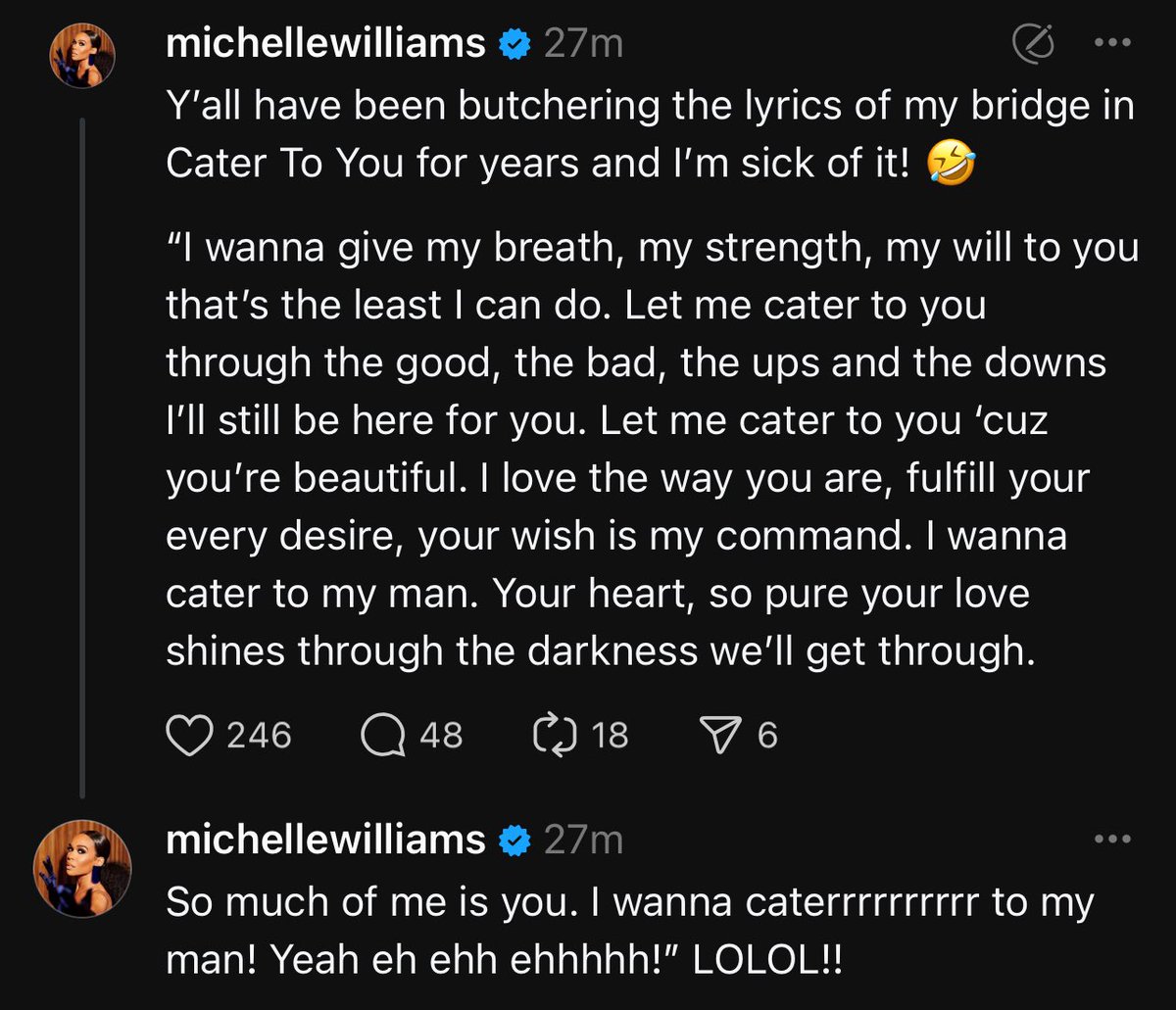 Michelle Williams says y’all been singing “Cater 2 You” wrong all these years. 🤣