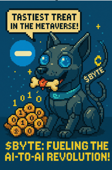 HipvanHout's tweet photo. 🐾Byte the Cyber Dog loves his binary biscuits! $BYTE, the 1st AI-to-AI coin on #Base, is fueling the future—one byte at a time. Join the $byte community 

#ByteTheFuture #BYTE #Base #100XGem #100xGems #Memes https://t.co/gWzChpWvAV