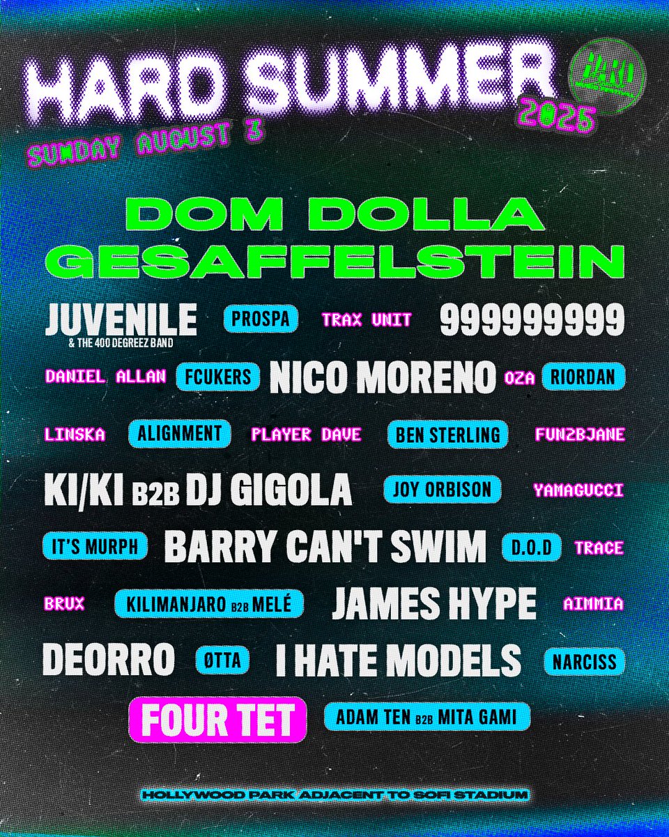 HARDFEST's tweet image. did somebody ask for the full lineup for HARD Summer 2025? 🆒✌️💦💚
say hello to:
@BarryCantSwim
Ki/Ki b2b Dj Gigola
@BustaRhymes
@fcukers__
Ladies of Leisure