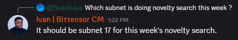 EchoOfTao's tweet photo. It looks like @404gen_ is set to be the next standout subnet in the Novelty Search hosted on the #Bittensor Discord by @const_reborn!
Big things are coming $TAO.
Stay tuned for #SN17!
Discord : https://t.co/6foWzODpK1
#ai #crypto #bittensor $tao https://t.co/2wQCpTsRYl