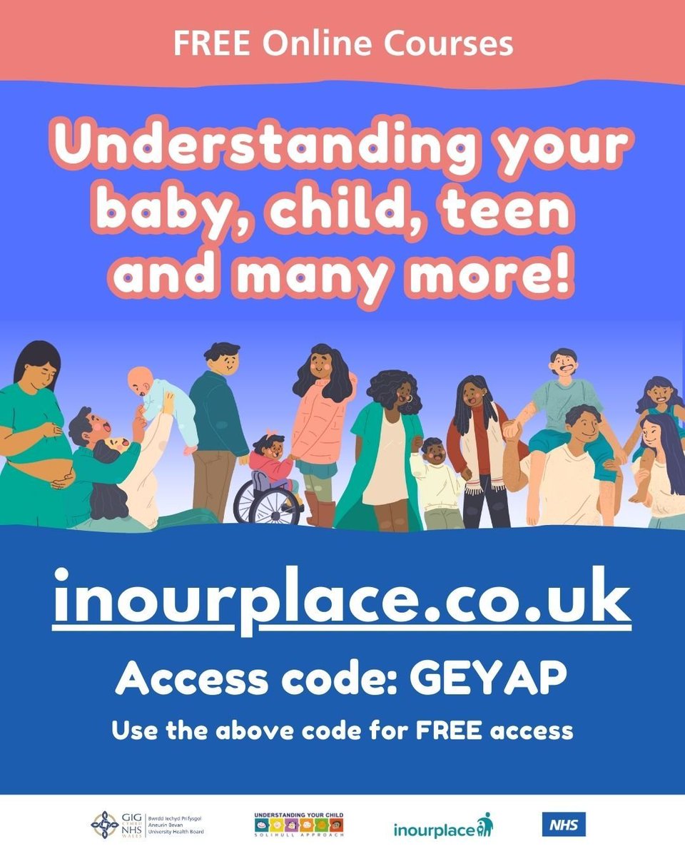 School Nursing ABUHB (@schoolnursingab) on Twitter photo Free online courses for residents of <a href="/AneurinBevanUHB/">Aneurin Bevan University Health Board</a>
- Understanding pregnancy & your baby
- Understanding your child
- Understanding your child with additional needs
- Understanding your teenager’s brain
Go to inourplace.co.uk and use access code GEYAP for FREE access! Free online courses for residents of <a href="/AneurinBevanUHB/">Aneurin Bevan University Health Board</a>
- Understanding pregnancy & your baby
- Understanding your child
- Understanding your child with additional needs
- Understanding your teenager’s brain
Go to inourplace.co.uk and use access code GEYAP for FREE access!