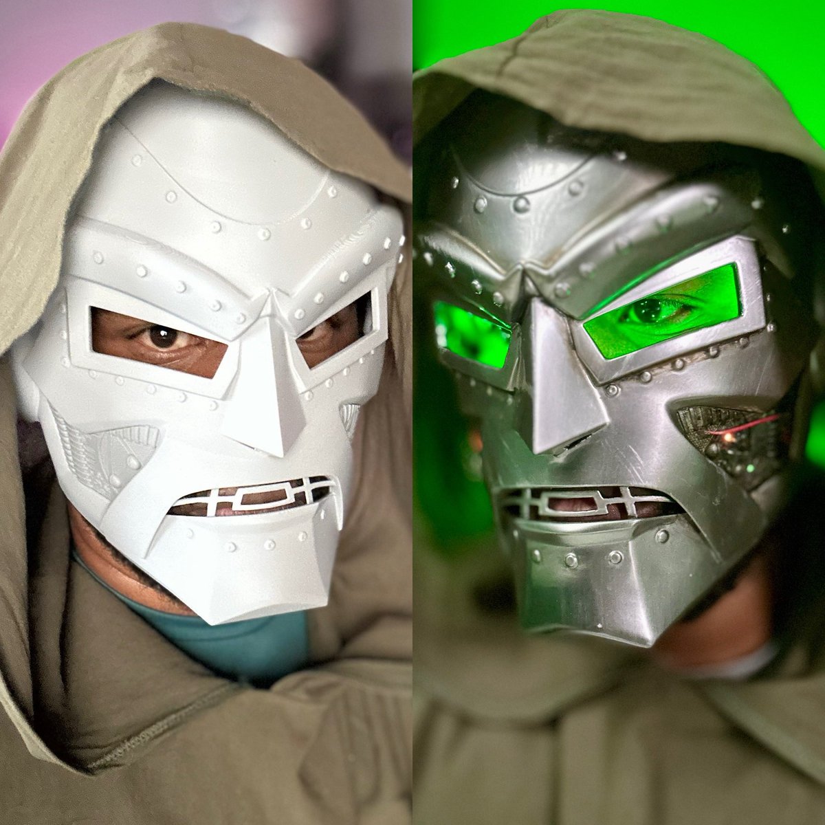 JustGee3D's tweet photo. A nice little before and after shot! 

Make sure you check out the full build video on my YT page!

https://t.co/yZVimI5oNI 

STL: do3d_com 

#drdoom #marvel #rdj #f4 #3dprinting #3dprinted #3dprinttok #3d #filament #fdmprinting #polymaker #cosplay #bambulabx1 #x1c #biqu https://t.co/JNMStqiKAO