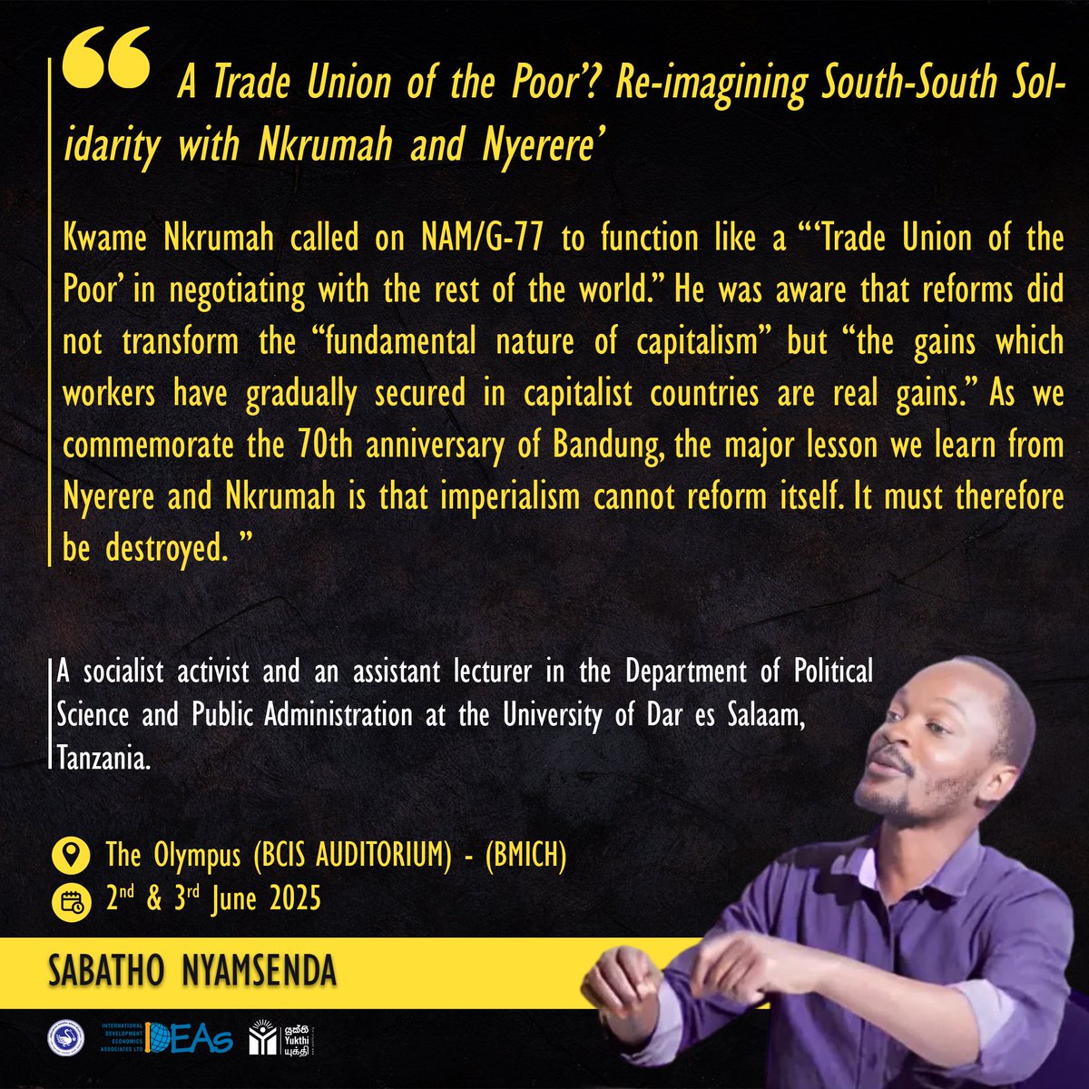 IDEAs (@deveconnetwork) on Twitter photo Sabatho Nyamsenda on the debate between Nyerere and Nkrumah on South-South-Solidairy and a trade union of the poor. โA Trade Union of the Poorโ? Re-imagining South-South Solidarity with Nkrumah and Nyerere <a href="/Sabatho7/">Sabatho Nyamsenda</a> Sabatho Nyamsenda on the debate between Nyerere and Nkrumah on South-South-Solidairy and a trade union of the poor. โA Trade Union of the Poorโ? Re-imagining South-South Solidarity with Nkrumah and Nyerere <a href="/Sabatho7/">Sabatho Nyamsenda</a>