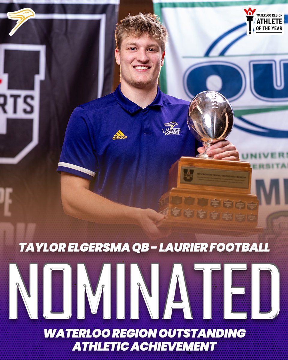 Laurier Golden Hawks (@wluathletics) on Twitter photo Congratulations to <a href="/LaurierSwimming/">Wilfrid Laurier Swimming</a> Katie Cosgriffe and <a href="/LaurierFootball/">Laurier Golden Hawks Football</a> Taylor Elgersma for being nominated for <a href="/ExploreWR/">Explore Waterloo Region</a> Athletes of the Year Awards!
Katie Cosgriffe: Athlete of the Year
Taylor Elgersma: Outstanding Athletic Achievement Award
📰tinyurl.com/wyezmfkc Congratulations to <a href="/LaurierSwimming/">Wilfrid Laurier Swimming</a> Katie Cosgriffe and <a href="/LaurierFootball/">Laurier Golden Hawks Football</a> Taylor Elgersma for being nominated for <a href="/ExploreWR/">Explore Waterloo Region</a> Athletes of the Year Awards!
Katie Cosgriffe: Athlete of the Year
Taylor Elgersma: Outstanding Athletic Achievement Award
📰tinyurl.com/wyezmfkc