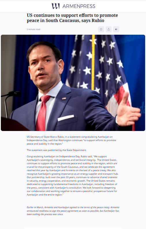Amid the stalemate in the Ukraine/EU-Russia and Israel-Palestine conflicts, US President Trump's administration needs a "quick peace" success story, and that could be the #Armenia-#Azerbaijan peace treaty.