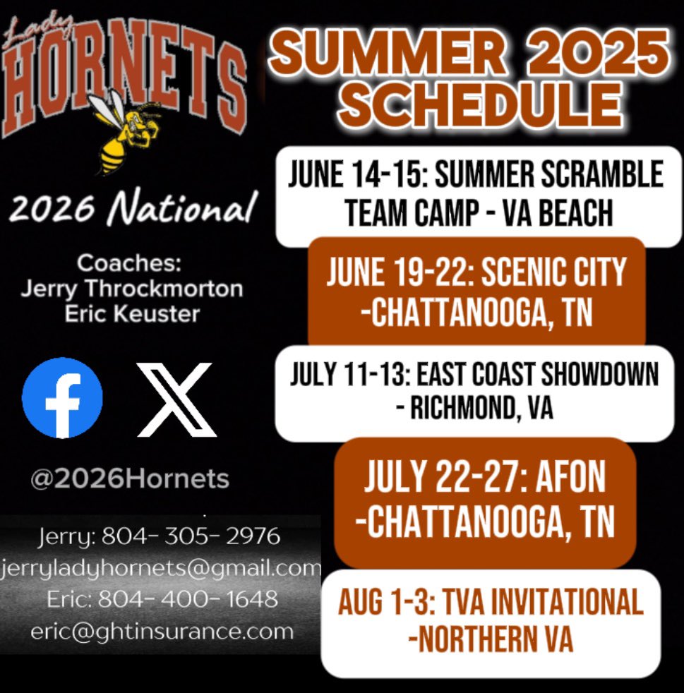 Summer schedule!!🧡🤍
<a href="/2026Hornets/">Hanover Hornets 2026</a> <a href="/NC_Wesleyan_SB/">N.C. Wesleyan Softball</a>