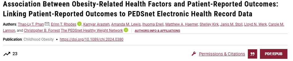 Childhood Obesity (@childobesity_jn) on Twitter photo Association Between Obesity-Related Health Factors and Patient-Reported Outcomes: Linking Patient-Reported Outcomes to PEDSnet Electronic Health Record Data, published in <a href="/ChildObesity_jn/">Childhood Obesity</a>
Link to pub: liebertpub.com/doi/10.1089/ch… Association Between Obesity-Related Health Factors and Patient-Reported Outcomes: Linking Patient-Reported Outcomes to PEDSnet Electronic Health Record Data, published in <a href="/ChildObesity_jn/">Childhood Obesity</a>
Link to pub: liebertpub.com/doi/10.1089/ch…