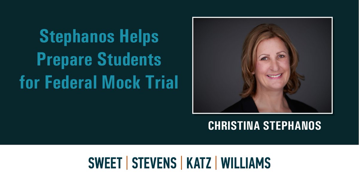 Christina Stephanos recently inspired a group of middle school students as they prepared for a unique educational experience - mock trial in Philadelphia federal court. Learn more here: sweetstevens.com/newsroom/attor…

#Pennsylvania #Law #Leaders #MockTrial