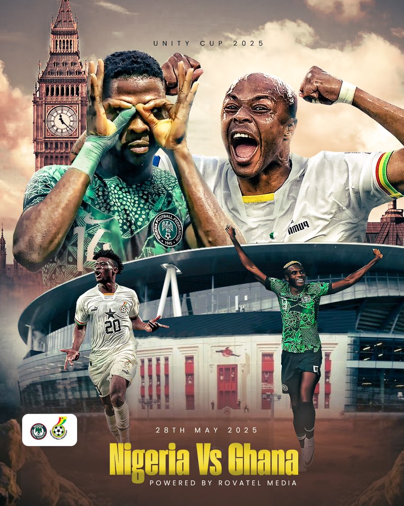 rovatelmedia's tweet photo. Time to settle the debate once and for all;are you Team Ghana or Team Naija? 🇬🇭🇳🇬
With so much on the line in this Unity Cup, the stakes couldn’t be higher. Who’s got what it takes to claim the ultimate victory?
Let the showdown begin!
#TheUnityCup2025 #naija4dwin #unitycup #football #SoarSuperEagles