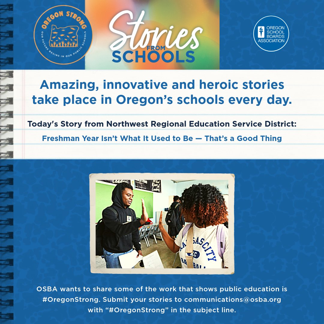 OSBA (@osbanews) on Twitter photo Today we have a story from Northwest Regional Education Service District: Freshman Year Isn’t What It Used to Be — That’s a Good Thing
Read more: nwresd.org/Home/Component…
#OregonStrong #oregon #publiceducation #studentsuccess #educationmatters <a href="/nwresd/">Northwest Regional Education Service District</a> Today we have a story from Northwest Regional Education Service District: Freshman Year Isn’t What It Used to Be — That’s a Good Thing
Read more: nwresd.org/Home/Component…
#OregonStrong #oregon #publiceducation #studentsuccess #educationmatters <a href="/nwresd/">Northwest Regional Education Service District</a>