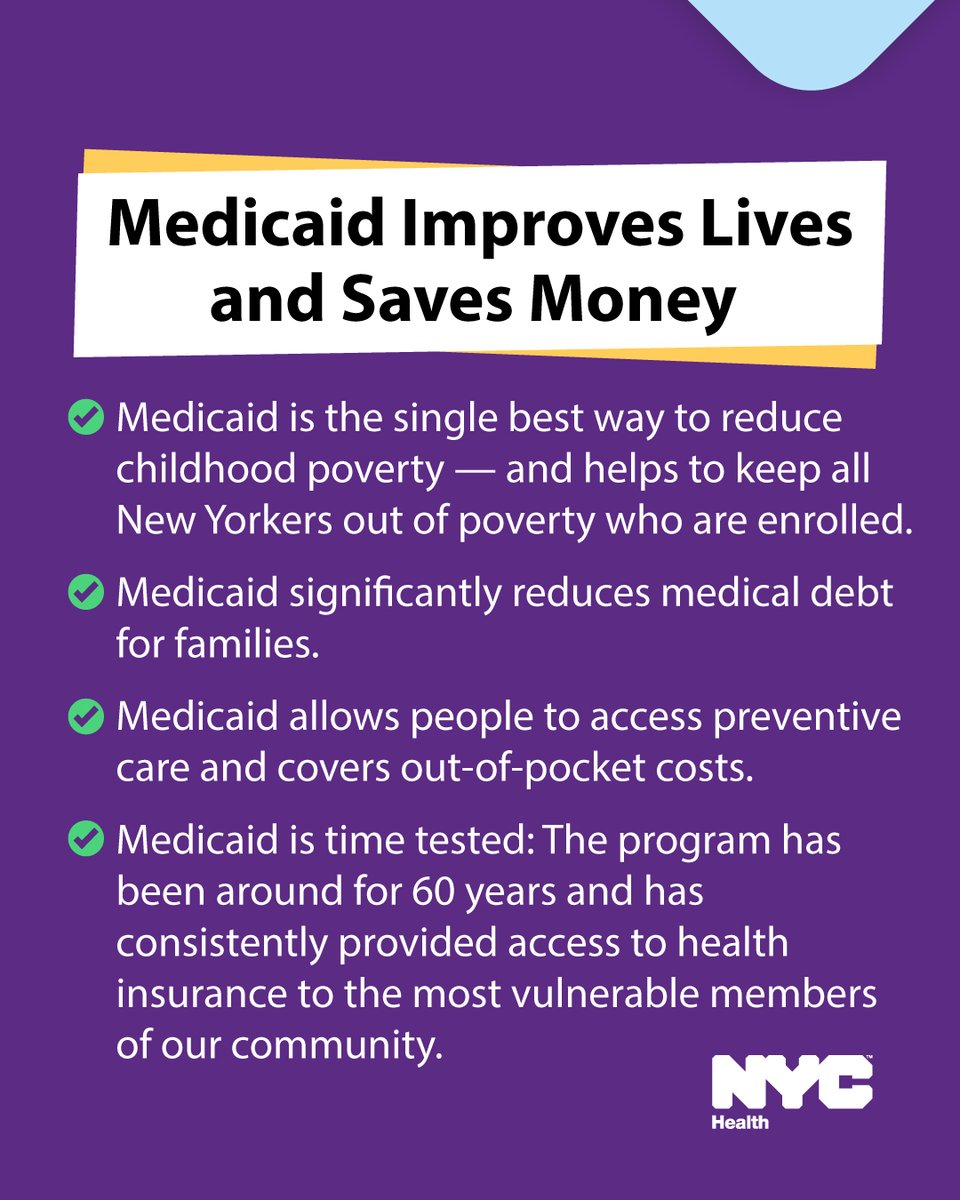 Medicaid is a lifeline for over 70 million people nationwide — including 4 million New Yorkers — who rely on it for health care and economic security.

We must all urge the Federal government to keep Medicaid fully funded. 

Read <a href="/NYCHealthCommr/">Dr. Michelle Morse</a>’s op-ed: bit.ly/4iNUzj5