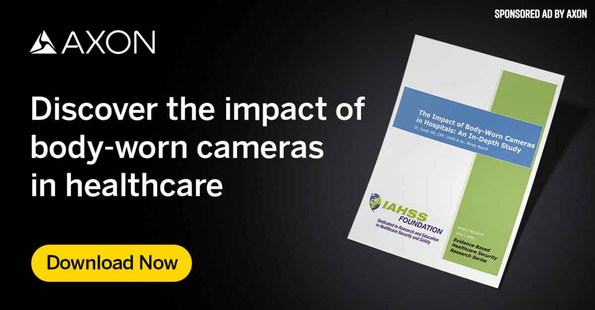 [Sponsored Ad by <a href="/axon_us/">Axon</a>] How do body-worn cameras impact hospital safety?
This IAHSS research explores their role in improving trust, accountability, and staff confidence in healthcare settings. Read more: axon.com/resources/the-… #IAHSS #BWCs #HealthcareSecurity #HospitalSafety