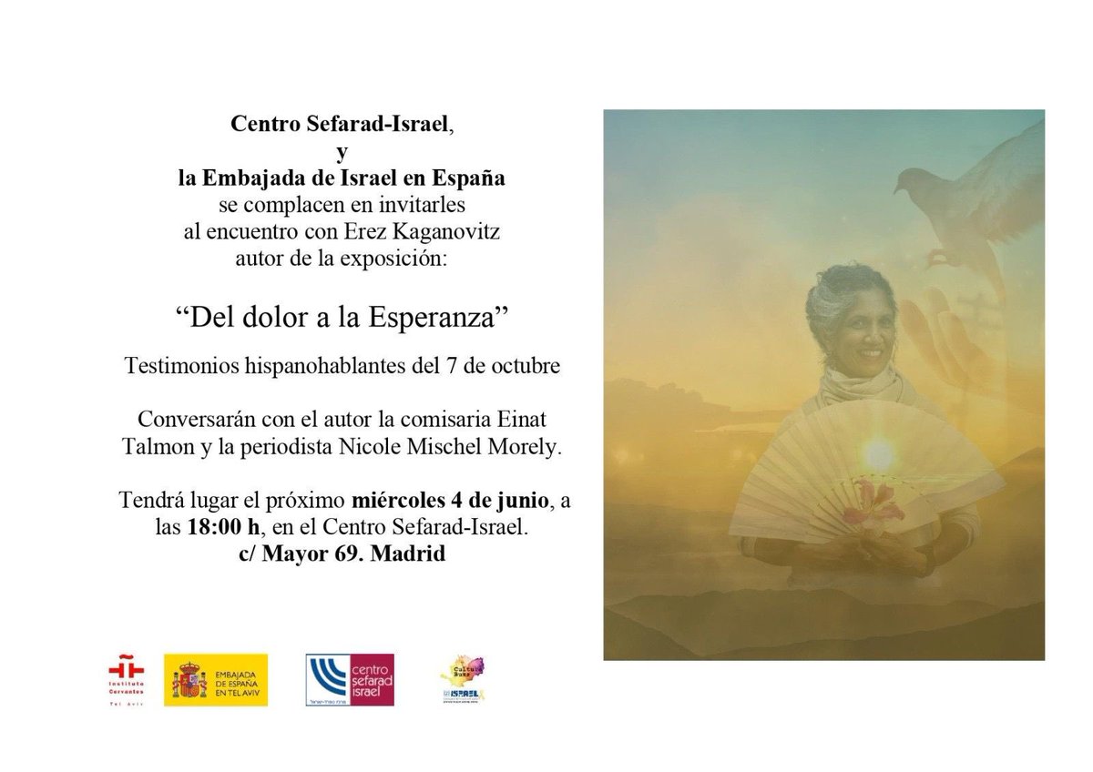 🎞️ Exposición abierta al público | “Del dolor a la esperanza: Testimonios hispanoisraelíes del 7 de octubre” 🇪🇸🇮🇱

Ya puedes visitar esta conmovedora muestra fotográfica que recoge historias reales tras los ataques del 7 de octubre, contadas a través de una mirada hispanoisraelí.