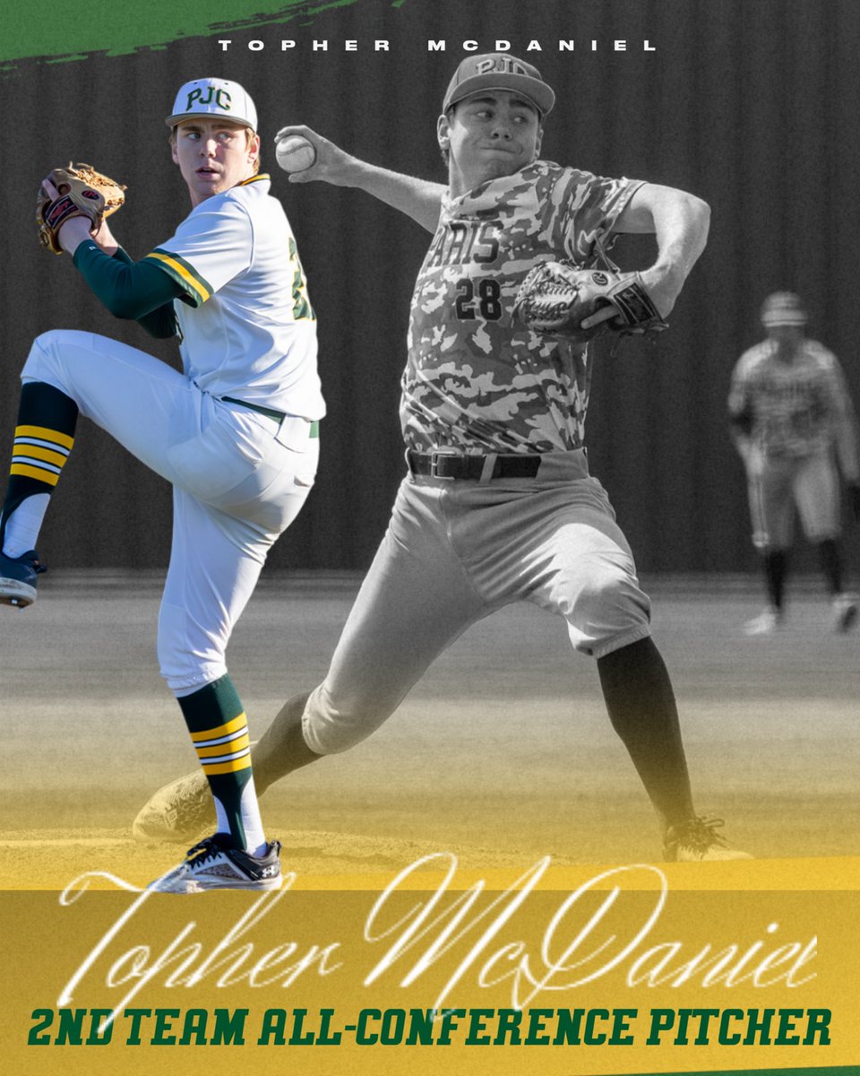 Dragon Baseball (@pjcbaseball) on Twitter photo Congratulations to Topher McDaniel on being named 2nd Team All-Conference Pitcher!
<a href="/16Mcdaniel/">Topher.McDaniel_16</a> | 2nd Team P
#PJCbaseball #BuiltDifferent Congratulations to Topher McDaniel on being named 2nd Team All-Conference Pitcher!
<a href="/16Mcdaniel/">Topher.McDaniel_16</a> | 2nd Team P
#PJCbaseball #BuiltDifferent