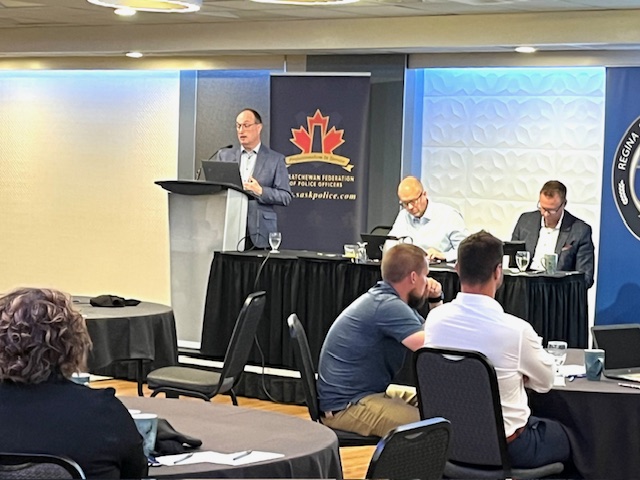 SaskFedPO's tweet photo. Shoutout to the @SaskFedPolice team at their Spring Meeting in Regina! All 6 municipal associations showed up strong — Regina, Saskatoon, Estevan, Weyburn, Moose Jaw &amp; Prince Albert.
#SFPO #PoliceLeadership #CommunitySafety https://t.co/V8mdkkDuDk