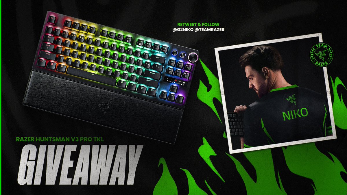 NiKo (@g2niko) on Twitter photo If you’ve been thinking of switching to a better keyboard, here’s your chance.
RT this post and follow <a href="/TeamRazer/">Team RΛZΞR</a> and me to win Razer Huntsman V3 Pro TKL. Ends in 10 days If you’ve been thinking of switching to a better keyboard, here’s your chance.
RT this post and follow <a href="/TeamRazer/">Team RΛZΞR</a> and me to win Razer Huntsman V3 Pro TKL. Ends in 10 days