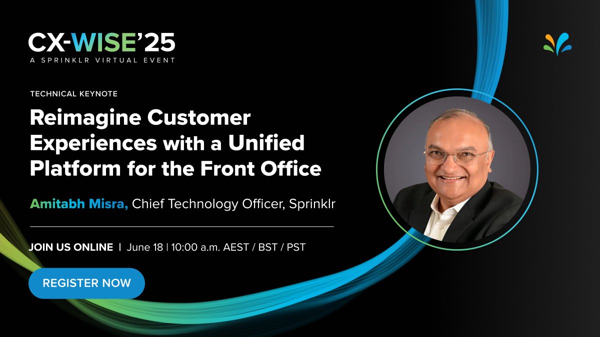 Looking to transform your CX? 

Join Sprinklr CTO Amitabh Misra at #CXWISE25 to explore how our unified platform helps enterprises scale CX—securely, globally, and seamlessly. 

Register now 🔗 ms.spr.ly/6015S9RXB