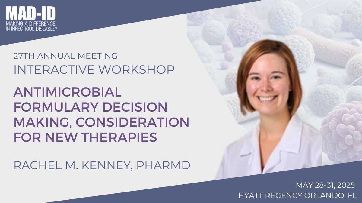 MAD-ID The Antimicrobial Stewardship Meeting®️ (@mad_id_asp) on Twitter photo 🥳 Official programming for #MADID2025 kicks off today with interactive workshops! 🤓
🍄 Fungal stewardship, 📈 NHSN AR, 🤖 AI in stewardship education, and 💊 New Antibiotic Formulary Decisions!
<a href="/accpinfdprn/">ACCP INFD PRN</a> <a href="/IDSE_Online/">InfectiousDiseaseSE</a> <a href="/Contagion_Live/">Contagion</a> 🥳 Official programming for #MADID2025 kicks off today with interactive workshops! 🤓
🍄 Fungal stewardship, 📈 NHSN AR, 🤖 AI in stewardship education, and 💊 New Antibiotic Formulary Decisions!
<a href="/accpinfdprn/">ACCP INFD PRN</a> <a href="/IDSE_Online/">InfectiousDiseaseSE</a> <a href="/Contagion_Live/">Contagion</a>