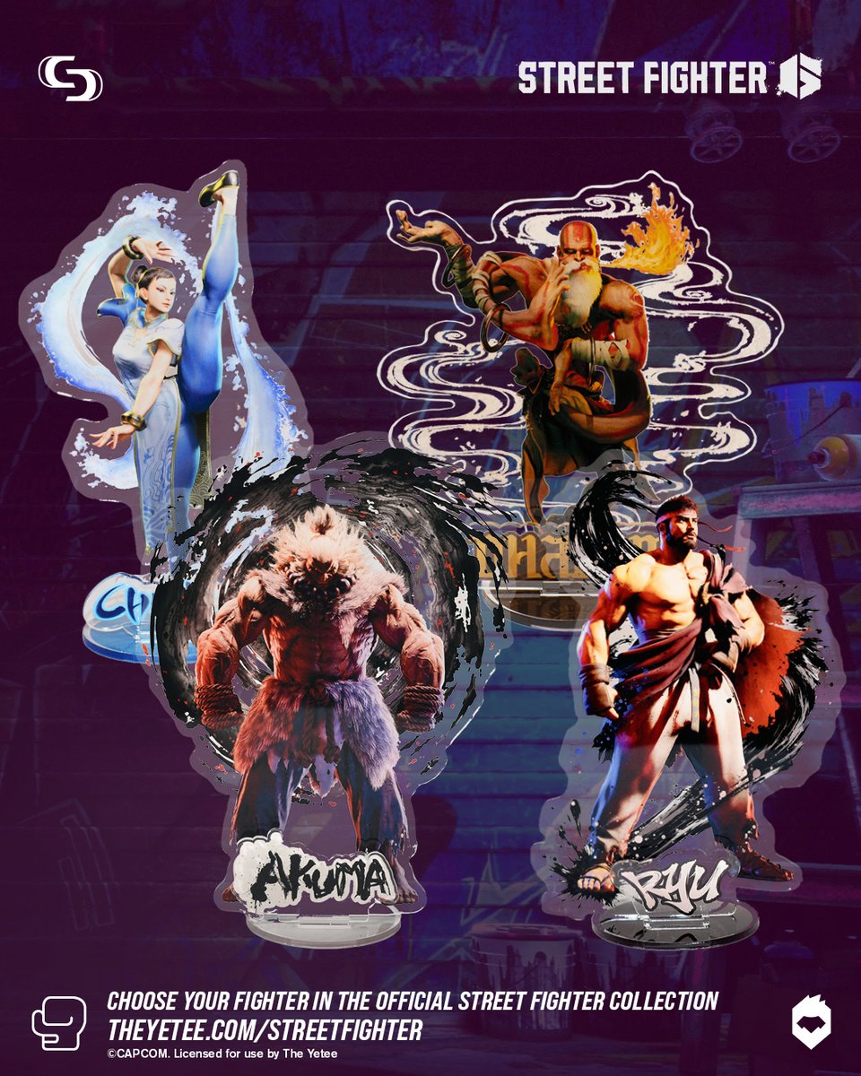 Street Fighter (@streetfighter) on Twitter photo New at <a href="/theyetee/">The Yetee @theyetee.com 🟦☁️🦋</a>— Character Selects, a brand new line of JUMBO sized acrylic standees featuring the iconic fighters of Street Fighter 6. Each stands at over 4" tall and is available now, exclusively from The Yetee.
👉 theyetee.com/streetfighter New at <a href="/theyetee/">The Yetee @theyetee.com 🟦☁️🦋</a>— Character Selects, a brand new line of JUMBO sized acrylic standees featuring the iconic fighters of Street Fighter 6. Each stands at over 4" tall and is available now, exclusively from The Yetee.
👉 theyetee.com/streetfighter
