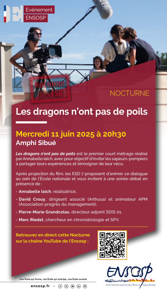 ESD_ENSOSP's tweet photo. Nous vous invitons pour la nocturne des #ESD7 "Les Dragons n'ont pas de poils". La projection du film sera suivie d'un échange avec la réalisatrice et nos intervenants.
Nous vous attendons nombreuses et nombreux en amphi et sur YouTube !

La BA c'est là ⬇️
https://t.co/qdGR1FCJyu https://t.co/MbbsYjP5Lq