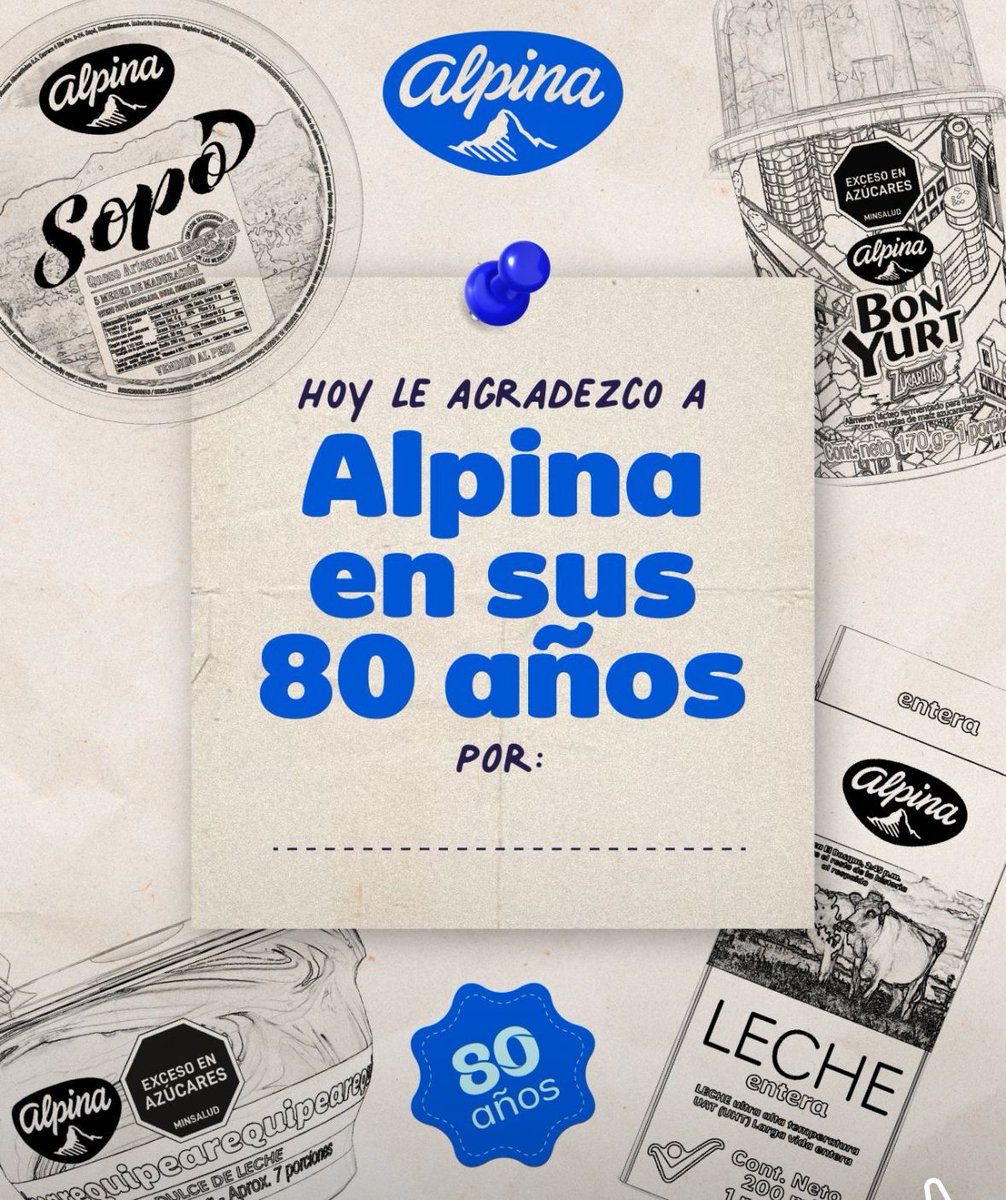 En la vida uno puede cambiar de casa, trabajo, ideas, amigos, ciudad o colegio. Pero hay dos cosas que no se pueden cambiar: el equipo de fútbol… y el gusto por el Alpinito.

Ahí sigue, como si el tiempo no pasara.

#GraciasAlpina #80AñosAlpina
 @alpina
 #Publicidad