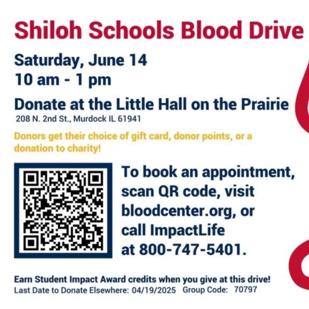 Donate at the Little Hall on the Prairie
208 N 2nd St., Murdock IL

Appointments requested
login.bloodcenter.org/donor/schedule…