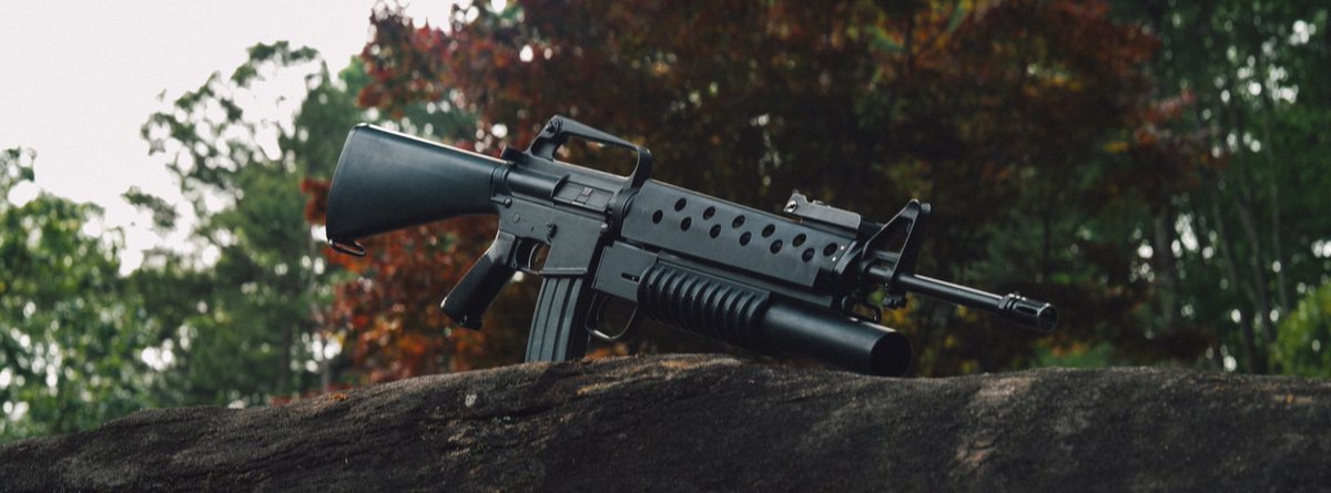 RetroFirearms's tweet image. Clone of Arnold's Rifle from Predator, used a CMP 37mm because it's closer looking to the prop used in the movie than an actual M203.