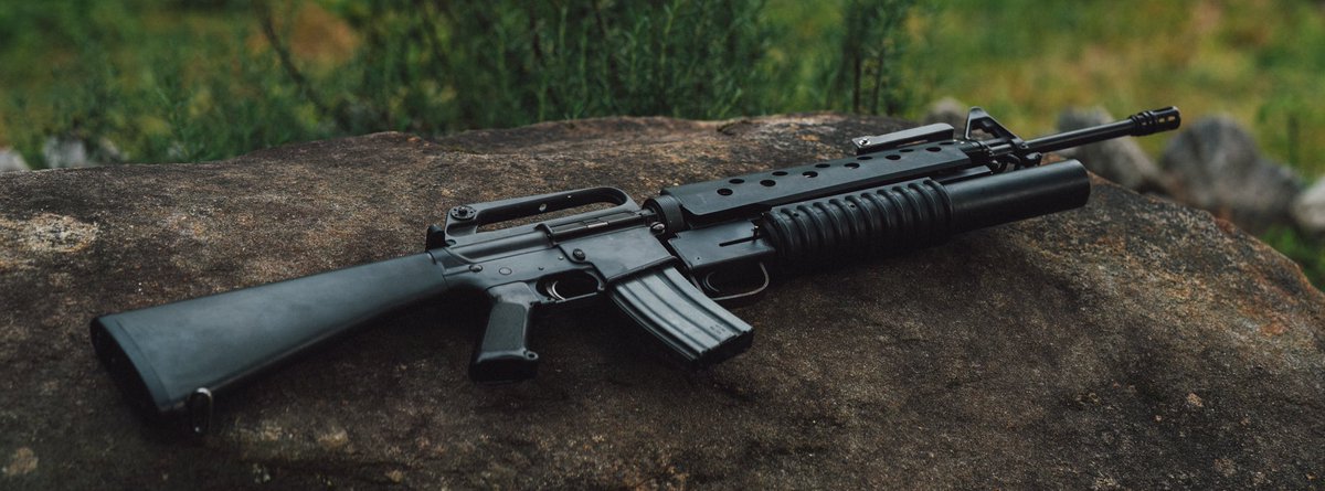RetroFirearms's tweet image. Clone of Arnold's Rifle from Predator, used a CMP 37mm because it's closer looking to the prop used in the movie than an actual M203.