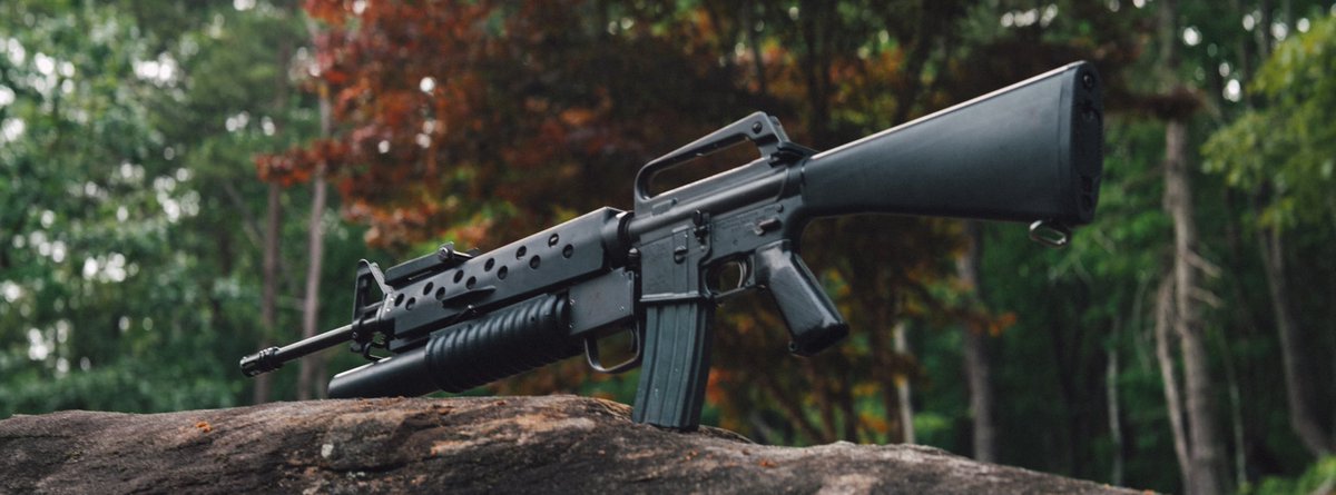 RetroFirearms's tweet image. Clone of Arnold's Rifle from Predator, used a CMP 37mm because it's closer looking to the prop used in the movie than an actual M203.