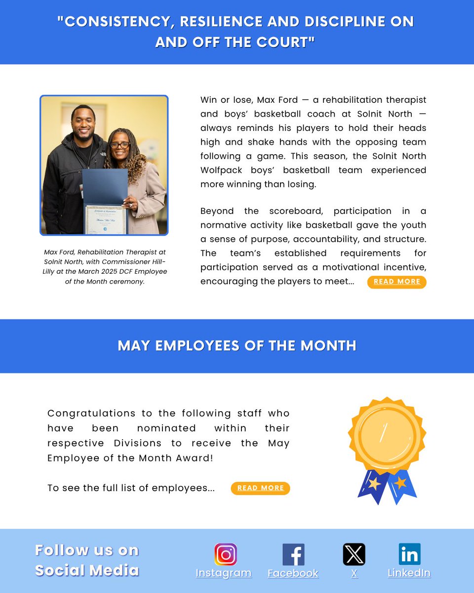 Our "Spotlight on What's Right" highlights and celebrates our families, our communities, and our staff. We are all in this together!

For our full May stories, visit ➡ portal.ct.gov/DCF/SPOTLIGHT/…