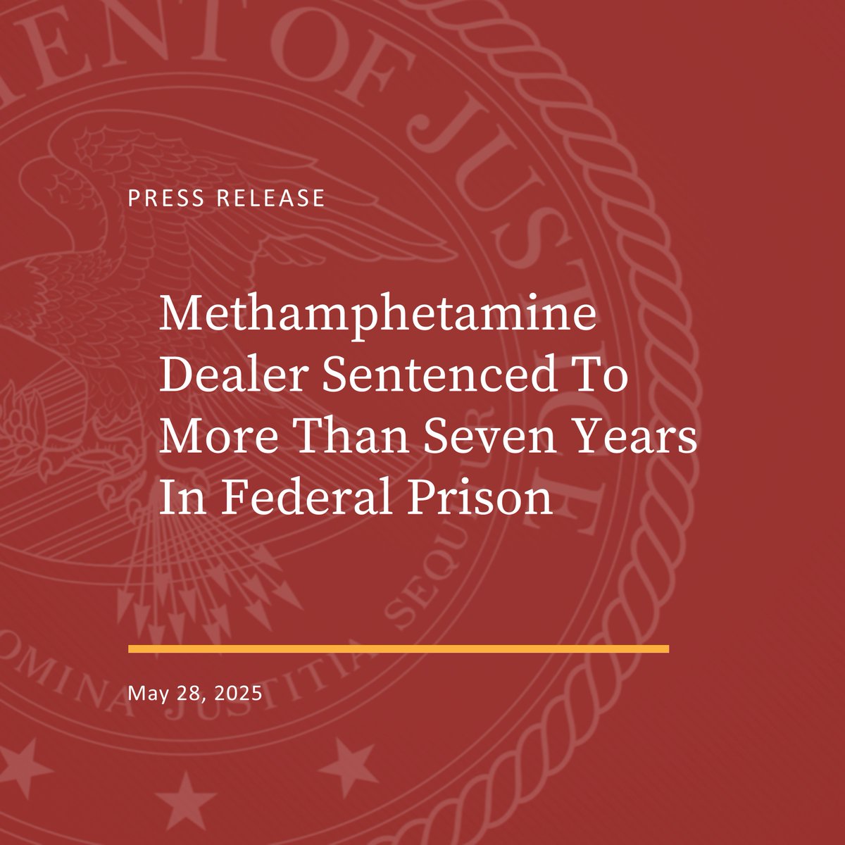 USAO Middle Florida (@usao_mdfl) on Twitter photo Methamphetamine dealer sentenced to 7+ years in federal prison. <a href="/DEAMIAMIDiv/">DEAMiami</a> <a href="/OrlandoPolice/">Orlando Police</a> <a href="/OrangeCoSheriff/">Orange County Sheriff's Office</a> <a href="/OviedoPD/">OviedoPolice</a>
justice.gov/usao-mdfl/pr/m… Methamphetamine dealer sentenced to 7+ years in federal prison. <a href="/DEAMIAMIDiv/">DEAMiami</a> <a href="/OrlandoPolice/">Orlando Police</a> <a href="/OrangeCoSheriff/">Orange County Sheriff's Office</a> <a href="/OviedoPD/">OviedoPolice</a>
justice.gov/usao-mdfl/pr/m…