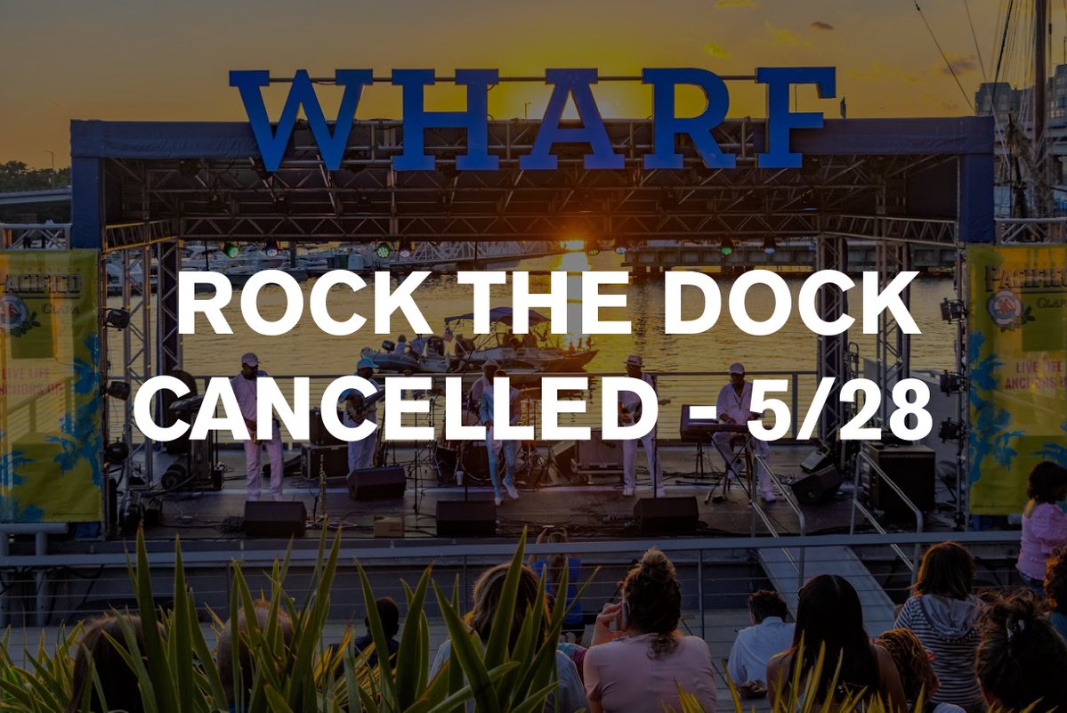 The Wharf (@thewharfdc) on Twitter photo CANCELLED: Tonight’s Rock the Dock concert featuring <a href="/jimismooth/">jimi smooth</a> & HitTime is cancelled due to inclement weather. Join us next Wednesday, June 4 for music by <a href="/DriventoClarity/">Driven to Clarity</a>.
🎵 wharfdc.com/rockthedock/ CANCELLED: Tonight’s Rock the Dock concert featuring <a href="/jimismooth/">jimi smooth</a> & HitTime is cancelled due to inclement weather. Join us next Wednesday, June 4 for music by <a href="/DriventoClarity/">Driven to Clarity</a>.
🎵 wharfdc.com/rockthedock/