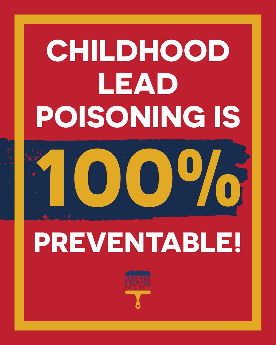 Every PA child needs to be tested for lead exposure twice before the age of two. Childhood lead poisoning is 100% preventable! #PALeadFree