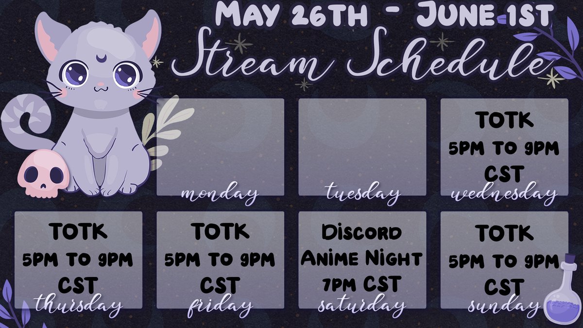 This weeks schedule! See yall in a few hours! <3