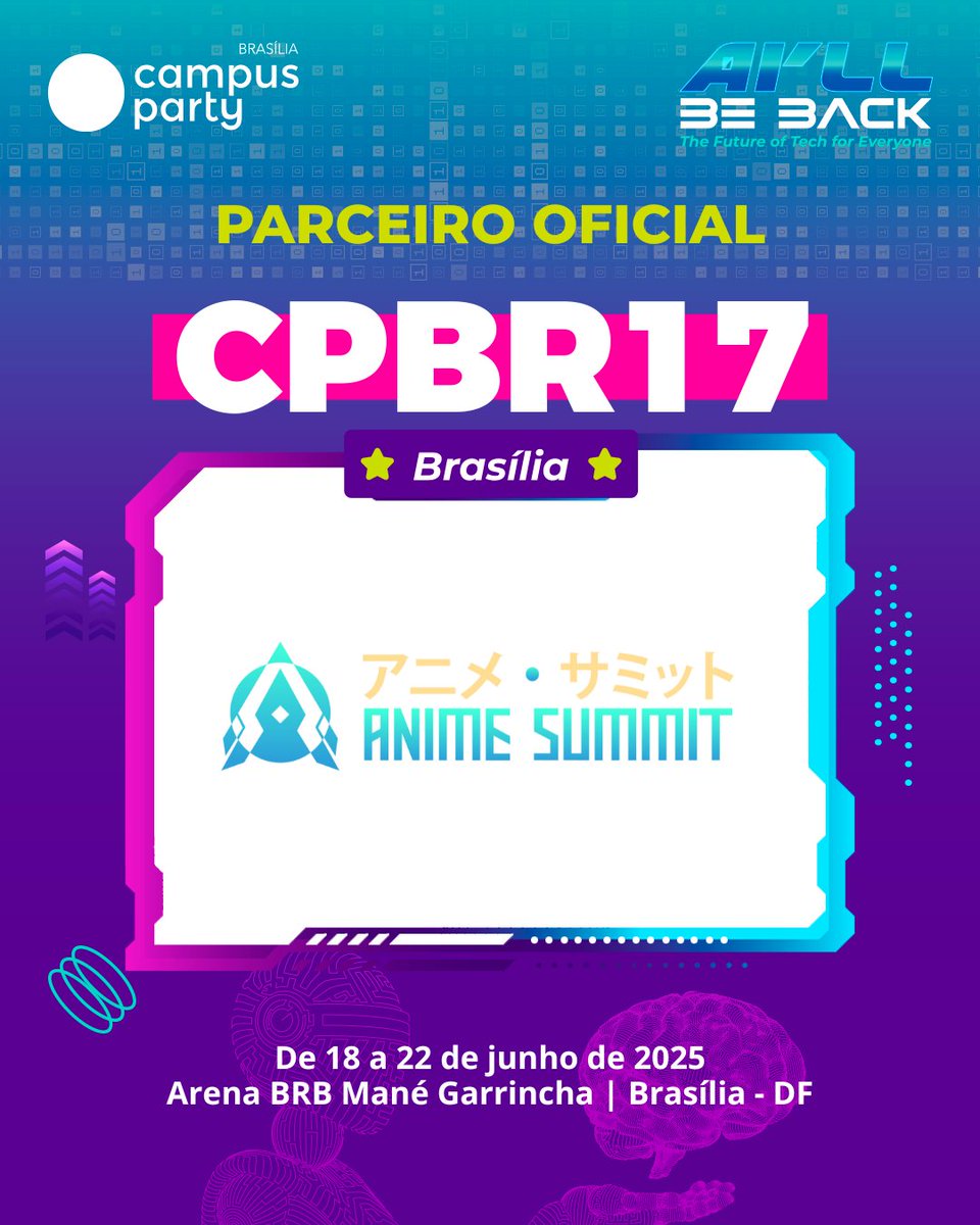 A #CPBR17 está ainda mais conectada com o apoio de grandes parceiros: Creators Match, Eldo Gomes e seu Papo com Eldo, Anime Summit e a EEEFM Honório Fraga. Vem pra Campus! bit.ly/CPBR17 | 18 a 22/06/2025📍Brasília