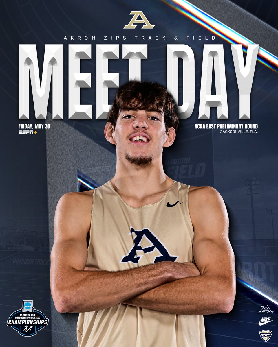 Akron Zips Track/CC (@zipstfcc) on Twitter photo πββοΈ MEET DAY πββοΈ <a href="/ZipsTFCC/">Akron Zips Track/CC</a> continues action at <a href="/NCAATrackField/">NCAA Track & Field</a> East Preliminary Round
#GoZips | #MakeTheClimb | <a href="/ZipsTFCC/">Akron Zips Track/CC</a> π¦
π
Friday (May 30)
π All Day
πJacksonville, Fla.
π» Live Stats - tinyurl.com/27vpsg9r
πΊ Live Video - tinyurl.com/2639okwh πββοΈ MEET DAY πββοΈ <a href="/ZipsTFCC/">Akron Zips Track/CC</a> continues action at <a href="/NCAATrackField/">NCAA Track & Field</a> East Preliminary Round
#GoZips | #MakeTheClimb | <a href="/ZipsTFCC/">Akron Zips Track/CC</a> π¦
π
Friday (May 30)
π All Day
πJacksonville, Fla.
π» Live Stats - tinyurl.com/27vpsg9r
πΊ Live Video - tinyurl.com/2639okwh