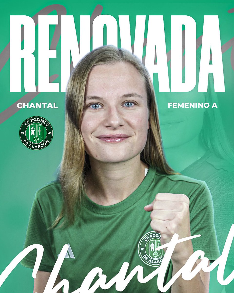 PozuFem's tweet photo. ✍🏼 𝗥𝗘𝗡𝗢𝗩𝗔𝗖𝗜𝗢𝗡 | Chantal continuará un año más con nosotras ‼️

La capi seguirá de verde, cumplirá su décimo sexta temporada en el Valle de las Cañas 🌷 

🟢⚪️ #FamiliaVerde https://t.co/Yhx3v2lR8P