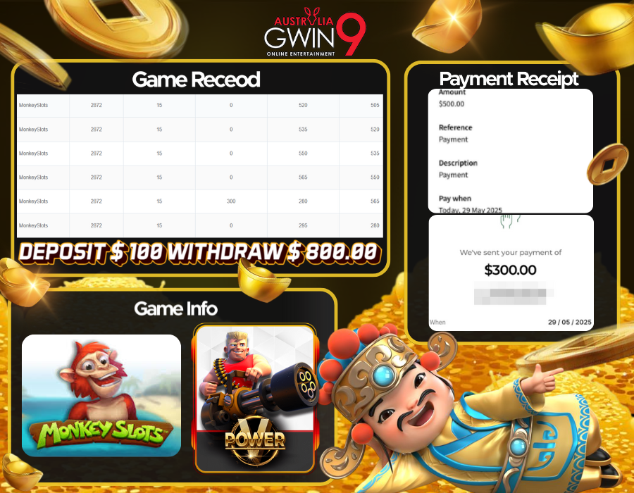 VIPGwin9_AUD's tweet photo. 🇦🇺Gwin9aus Player Withdrawal Record🇦🇺

🌟Platform : Vpower
🎰Game : Monkey Slots
💥Deposit : $100
🥳Withdraw : $800.00

Still Looking For Fun ? Here Have A Best Choice For You.🥰
Try This Game And You Could Be The Next
Winner!😍

♥️Website: https://t.co/AkosbsOvLQ https://t.co/pCXC46Zkqs