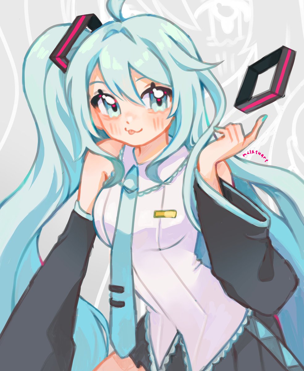 milktuart's tweet image. Silly miku with my new drawing tablet 😋 still figuring out brushes and such! #初音ミク