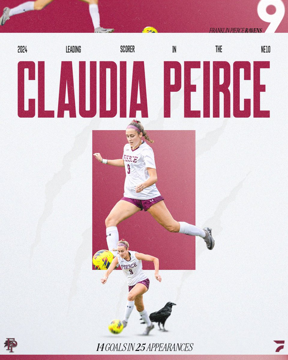 FloFC_'s tweet image. Claudia Peirce went OFF in 2024 🔥⚽️
The Franklin Pierce forward netted 14 goals in 25 appearances last year, making her the top scorer in the entire NE10 conference! She’ll be returning to the field this fall 👏
#NE10FC | @TheNortheast10 | @FPUWSOC