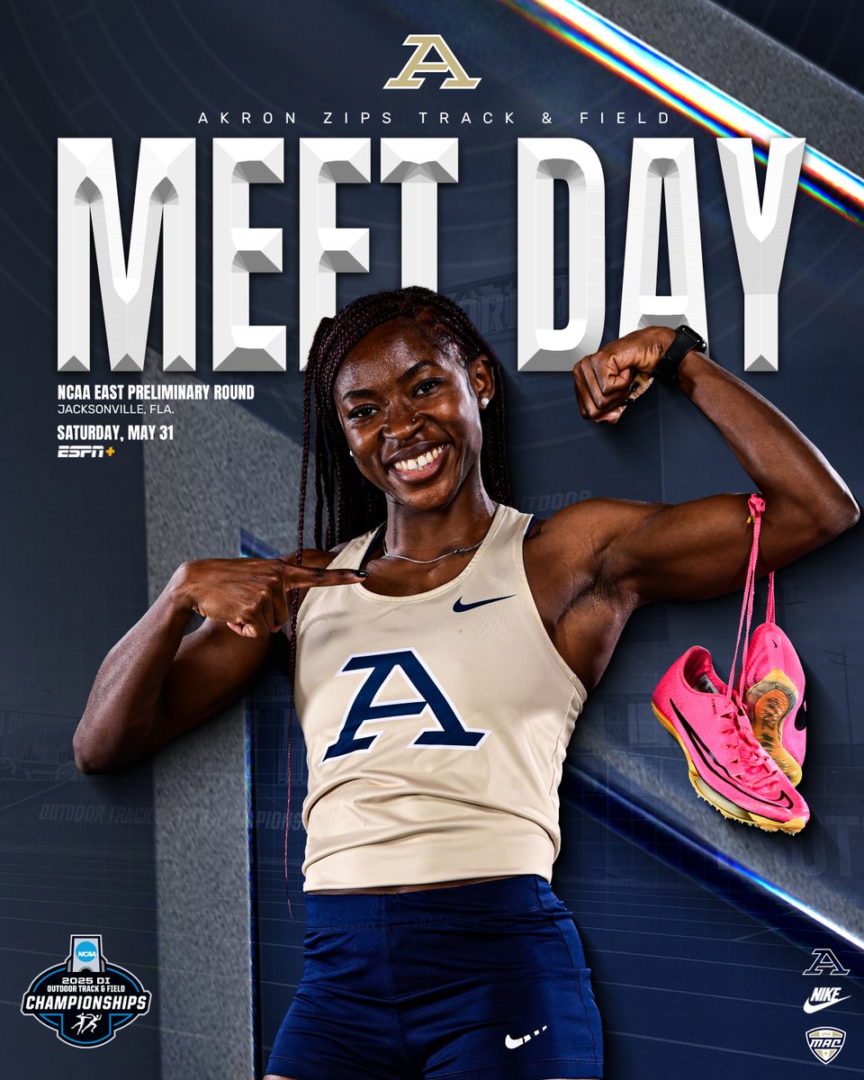 Akron Zips Track/CC (@zipstfcc) on Twitter photo πββοΈ MEET DAY πββοΈ <a href="/ZipsTFCC/">Akron Zips Track/CC</a> concludes action at <a href="/NCAATrackField/">NCAA Track & Field</a> East Preliminary Round
#GoZips | #MakeTheClimb | <a href="/ZipsTFCC/">Akron Zips Track/CC</a> π¦
π
Saturday (May 31)
π All Day
πJacksonville, Fla.
π» Live Stats - tinyurl.com/27vpsg9r
πΊ Live Video - tinyurl.com/2aabaxgm πββοΈ MEET DAY πββοΈ <a href="/ZipsTFCC/">Akron Zips Track/CC</a> concludes action at <a href="/NCAATrackField/">NCAA Track & Field</a> East Preliminary Round
#GoZips | #MakeTheClimb | <a href="/ZipsTFCC/">Akron Zips Track/CC</a> π¦
π
Saturday (May 31)
π All Day
πJacksonville, Fla.
π» Live Stats - tinyurl.com/27vpsg9r
πΊ Live Video - tinyurl.com/2aabaxgm