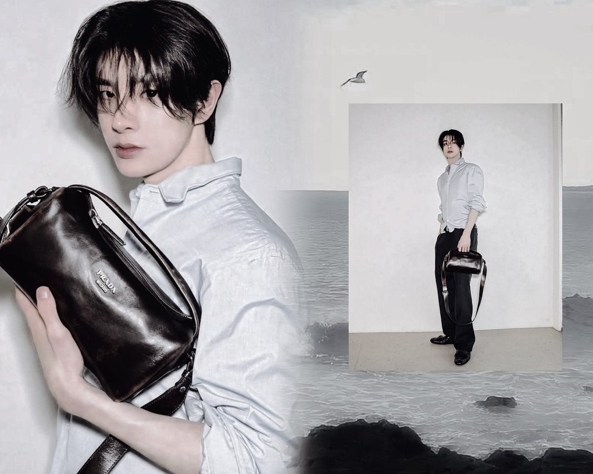 bathed in soft light and timeless colors, he carries more than just a bag — he carries a story sewn into the leather, whispered in echoes of vintage charm.