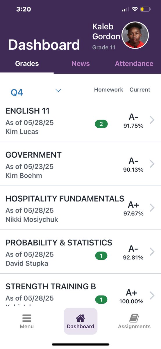 Ending the quarter off strong with all A's💪🏾