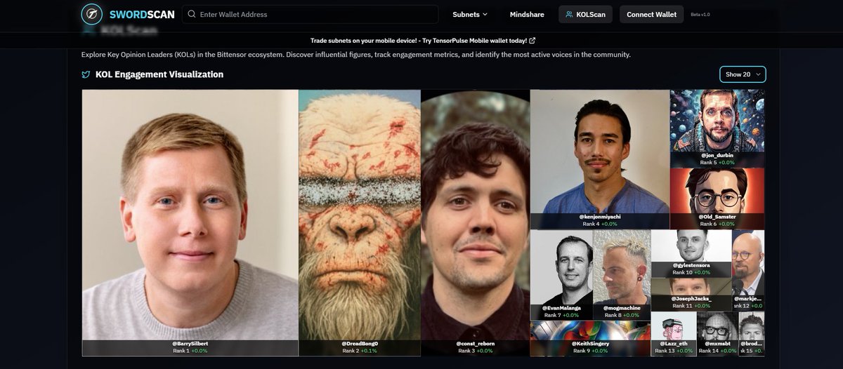 TensorPulse | τ (@tensorpulselabs) on Twitter photo Who's pushing dynamic τ the hardest?
Is it <a href="/DreadBong0/">DREAD BONGO</a> bullposting Chutes updates?
Or is it <a href="/gylestensora/">Gyles | Tensora Group (τ,τ)</a> patrolling the chain with SN 81?
Soon, we'll help YOU answer all those questions and more!
KOLScan 🔜 Who's pushing dynamic τ the hardest?
Is it <a href="/DreadBong0/">DREAD BONGO</a> bullposting Chutes updates?
Or is it <a href="/gylestensora/">Gyles | Tensora Group (τ,τ)</a> patrolling the chain with SN 81?
Soon, we'll help YOU answer all those questions and more!
KOLScan 🔜