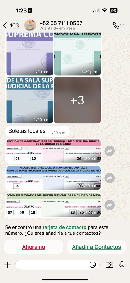 🚨🚨Empiezan a circular en chats de poder judicial, un número de whastapp que al poner tu número de sección electoral en CDMX te da ACORDEONES para votar el próximo 1 de junio. 

Hay más de un intento por boicotear esta elección. La pregunta obligada: ¿entendemos entonces que