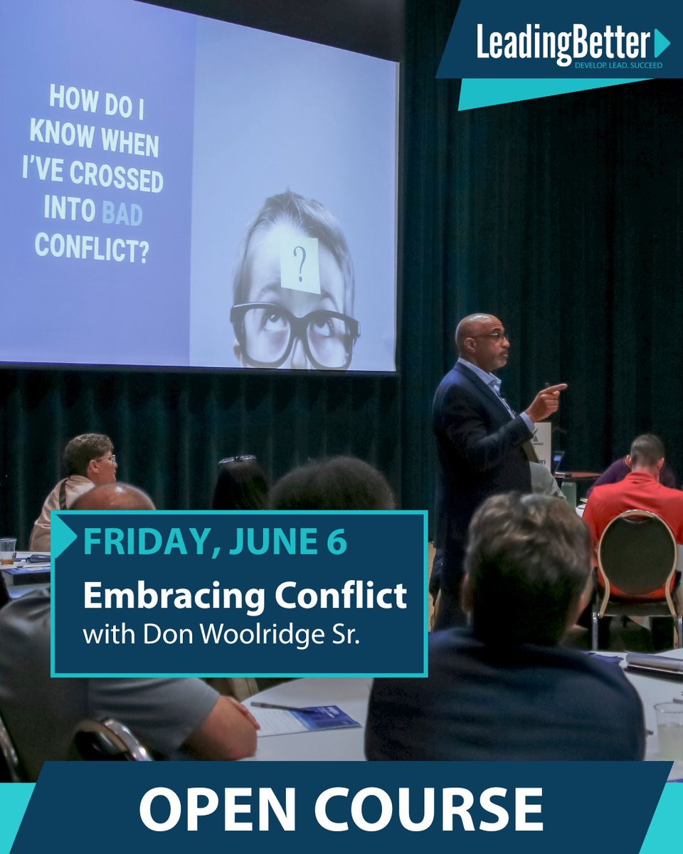 Conflict happens. So let’s get better at it. Join LeadingBetter™ for an interactive workshop:

"Embracing Conflict"
📅 Friday, June 6 | 9:00 AM – 12:30 PM
💬 Learn how to stop avoiding hard conversations—and start leading through them.

bit.ly/43hgWrE