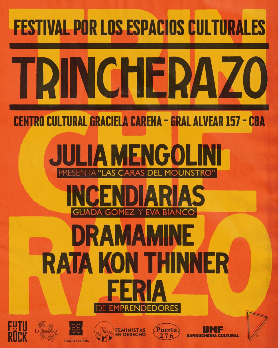 natweapons's tweet image. En Córdoba nos unimos algunos espacios culturales para organizar este festivalazo!
Sábado 7 de junio, desde las 17H en el Carena.
Venite a agitar y a apoyar nuestro trabajo ⚡️