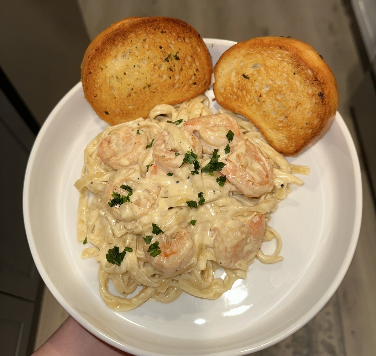 ben wanted shrimp Alfredo for his bday dinner, how’d I do