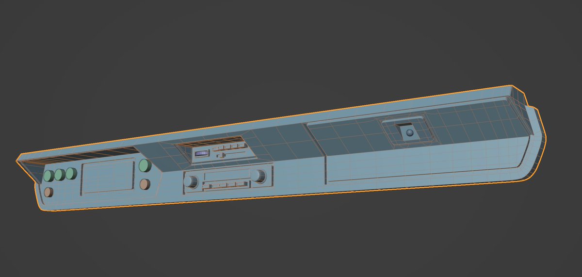 conifer_cone's tweet image. Plymouth Valiant 1971 ダッシュボードのディティールを制作中
最初はメーターパネルやラジオなどの周囲のモールもつ作ったのですが、塗り分けられる気がしないので後からアルミ作戦に変更。スピードメーターの左右の小メーター、直径が1mm強しかないので、どう処理しましょうか…
#blender
